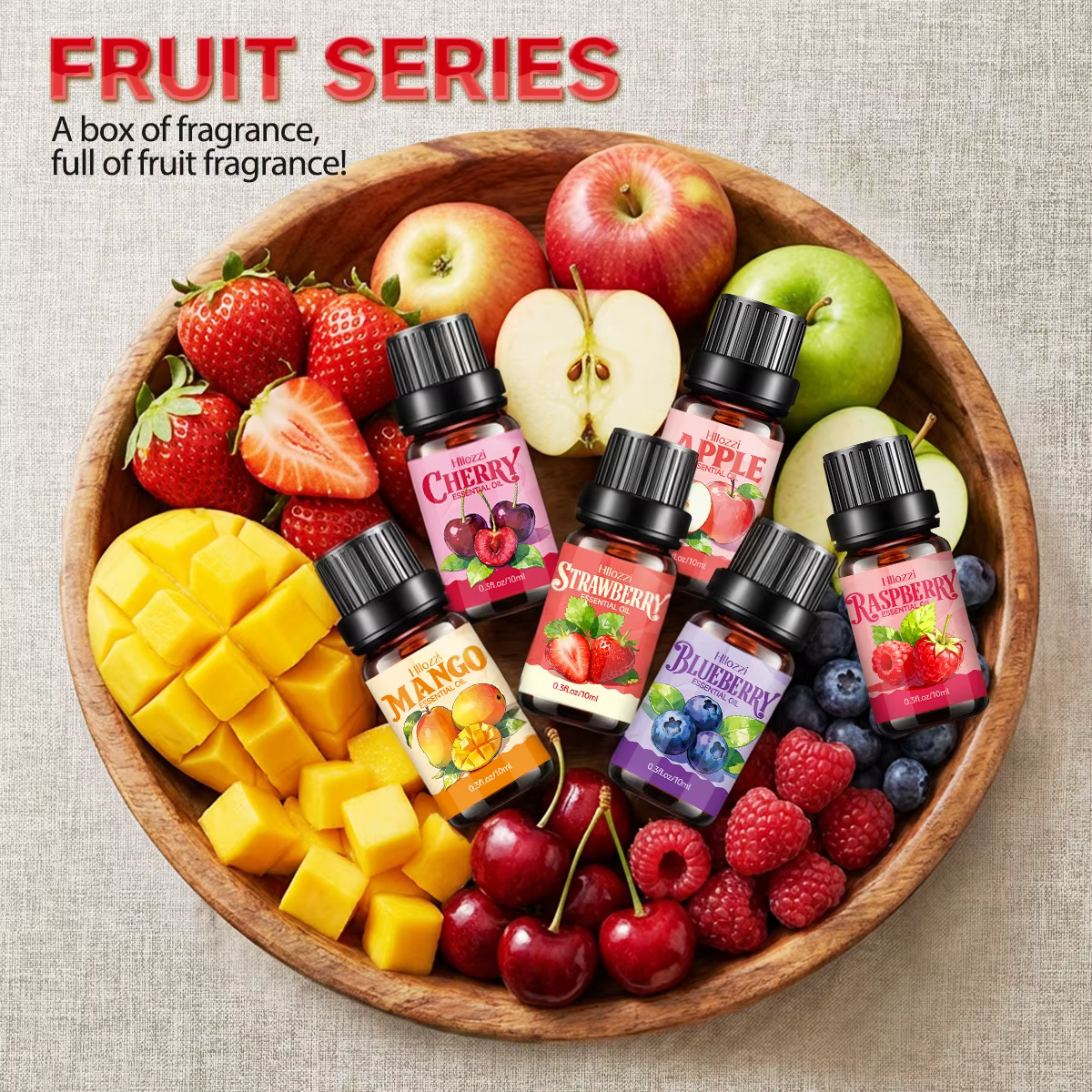 Ensemble d'huiles essentielles aromatiques aux fruits de 10 ml avec 6 senteurs de fruits frais pour une ambiance festive, huile essentielle d'aromathérapie multi-usages