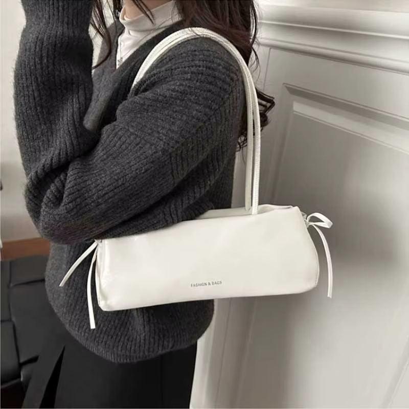 Nouveau sac à main pour femme en PU souple de couleur unie avec nœud, sac à bandoulière, sac sous le bras, sacs de créateurs pour femme, sacs de luxe, Bolsa Feminina