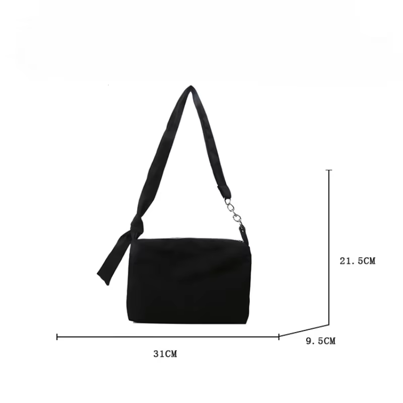 Sac à bandoulière noir pour femmes et filles, sac à main de shopping décontracté solide Simple chaîne nouée à bretelles, fourre-tout à bandoulière
