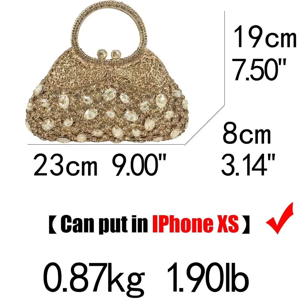 Boutique De FGG femmes sacs à main De soirée dorés poignée supérieure pochettes en cristal fourre-tout en métal sacs à main sac à main De soirée De mariage