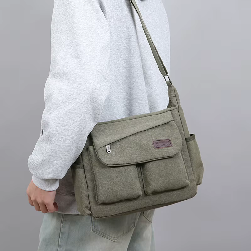 Sac bandoulière pour homme, design multi-poches - Sac à bandoulière grande capacité - Essentiels pour l'extérieur, rangement fonctionnel, pour les trajets en ville
