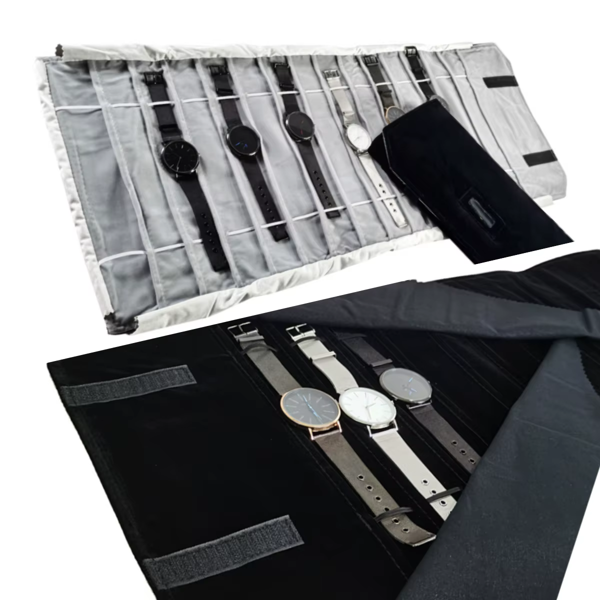 Sac en rouleau de montre en velours, étui porte-bijoux, organisateur de rangement de bijoux pour montre, Bracelet, sac pliable Portable de voyage