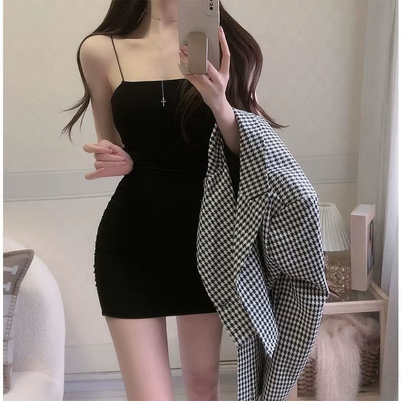 Mini robe fourreau élégante, couleur unie, sans manches, Type A, courte, Sexy, Slim, amincissante, couvrant les bras, nouvelle collection été