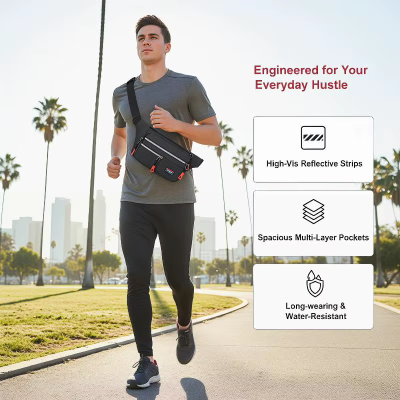 Ceinture de course sécurisée avec design imperméable et poche zippée, idéale pour les sports de plein air