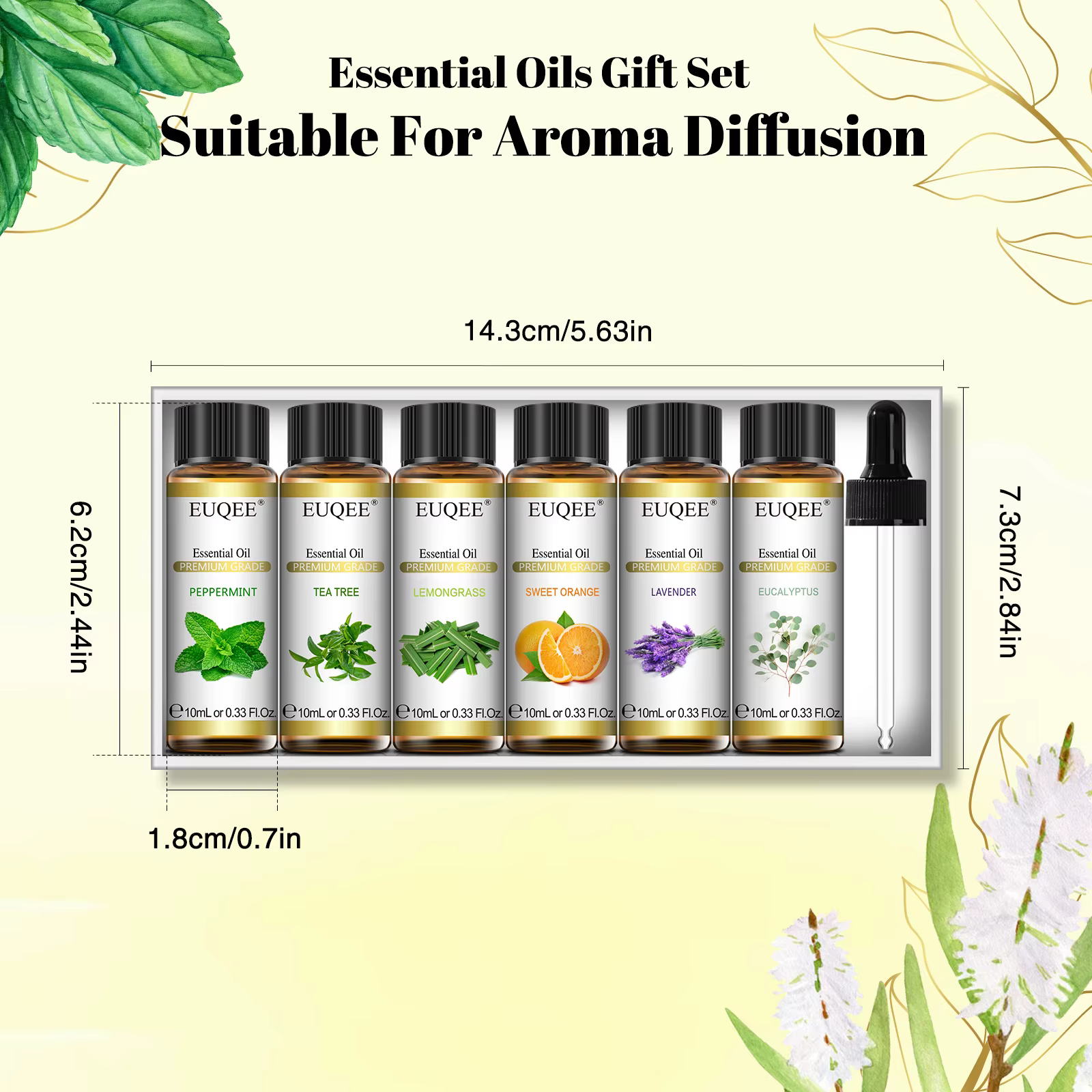 EUQEE huiles essentielles Set 6 bouteilles 10ml