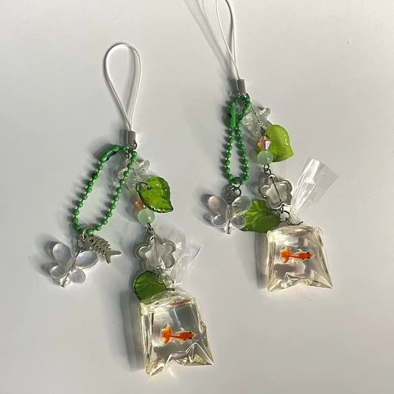 Porte-clés sac de poisson fait à la main, bijoux esthétiques