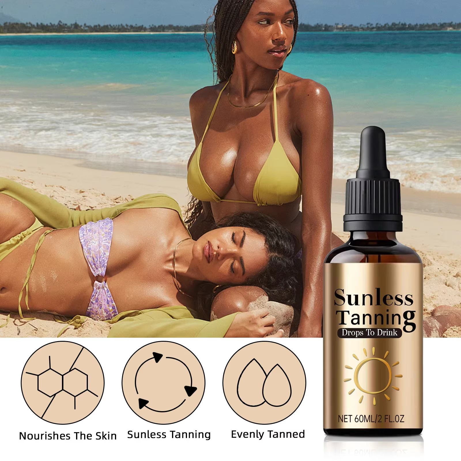 Gouttes de bronzage sans soleil