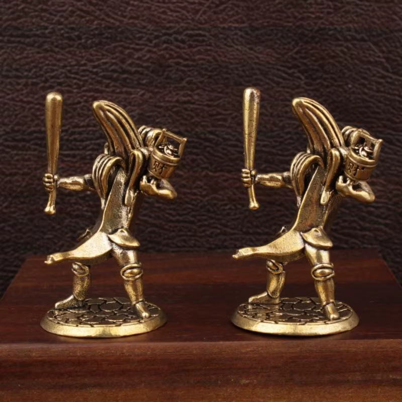Figurine de joueur de guitare banane en laiton, Vintage, faite à la main, banane de samouraï pour hommes, décor de collection pour la maison et le bureau