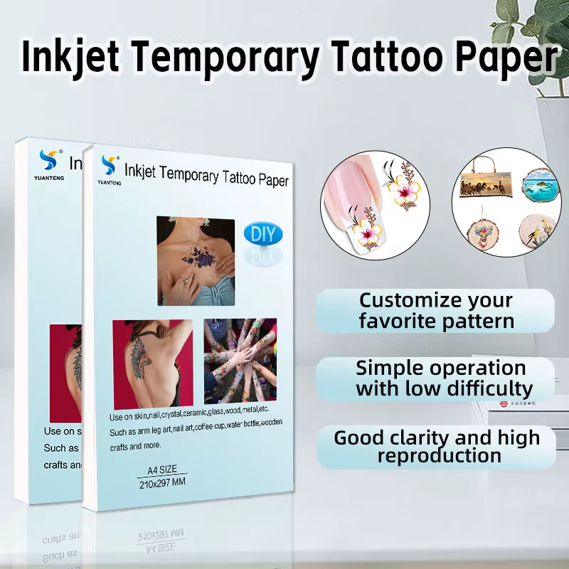 Papier de transfert pour tatouages A4, feuille de tatouage temporaire imperméable DIY pour imprimantes jet d'encre et laser, autocollants pour hommes et enfants