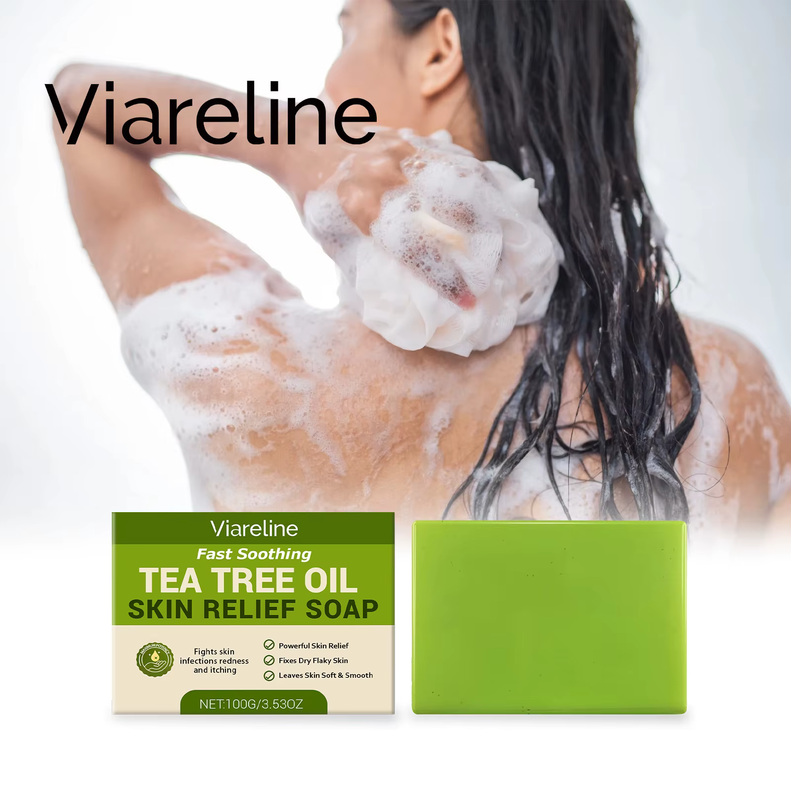 Savon à l'huile d'arbre à thé Nettoyant Doux Exfoliant Soulage les démangeaisons Hydratant Peau sèche Lissant