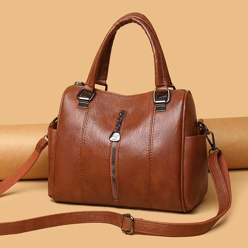 Sac fourre-tout Vintage en cuir PU solide pour femmes, fourre-tout à poignée supérieure, sacoche à bandoulière de grande capacité, sac à main de banlieue