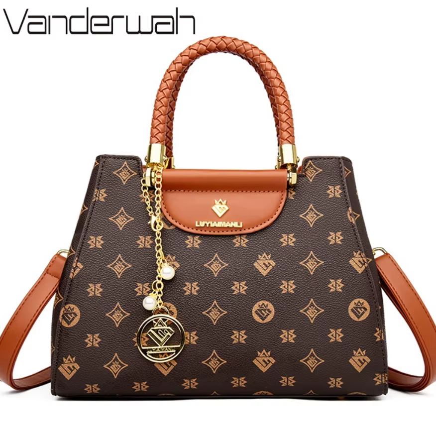 Sac à main élégant à poignée tissée pour femmes, sacs à poignée supérieure en cuir de haute qualité, sac à bandoulière pour dames, fourre-tout décontracté de qualité