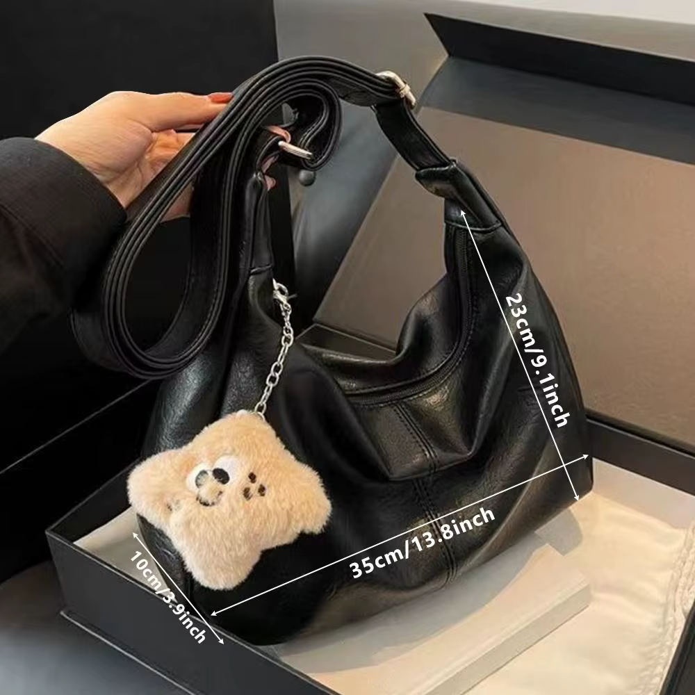 Sac à bandoulière ample en cuir PU pour femmes, sac sous les bras de grande capacité, fourre-tout rétro Hobo pour dames