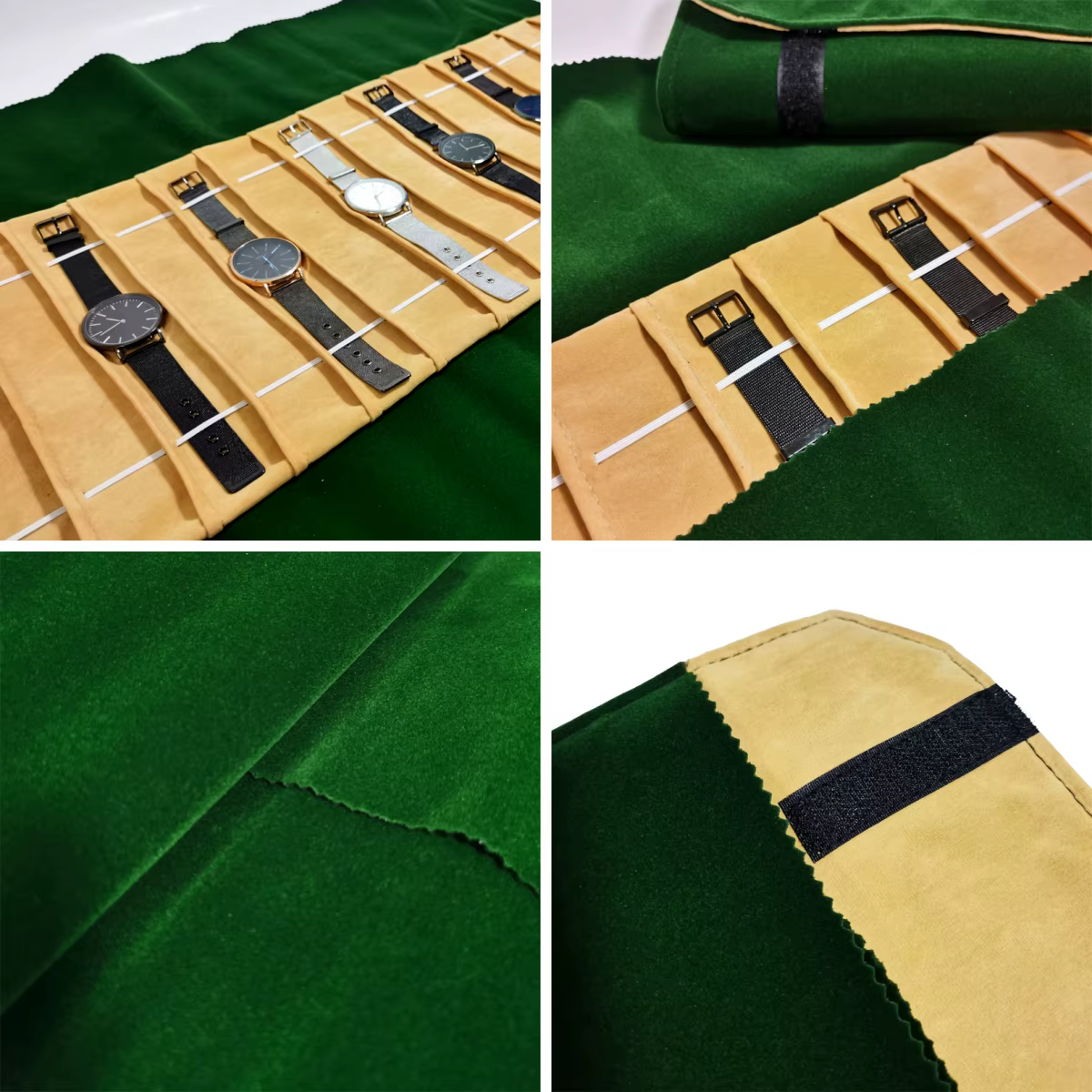 Sac en rouleau de montre en velours, étui porte-bijoux, organisateur de rangement de bijoux pour montre, Bracelet, sac pliable Portable de voyage