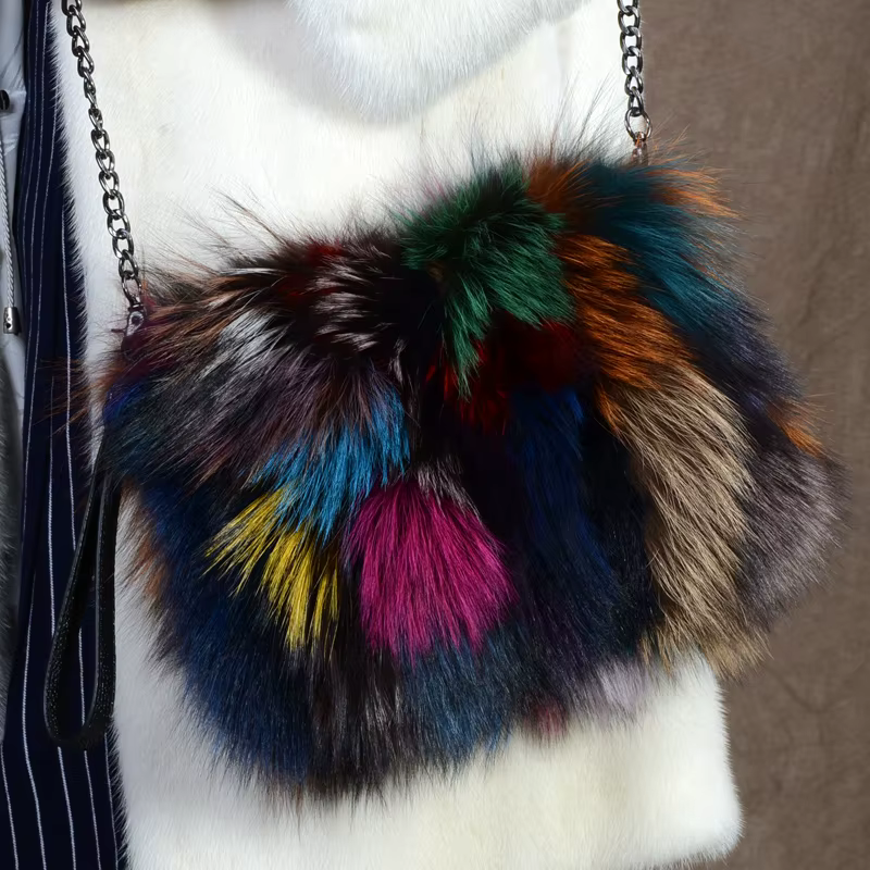 Sac de fourrure de mode automne et hiver sacs de fourrure véritable sacs de messager de renard moelleux pour femme sac à main de fourrure de luxe sac à main en peluche chaud