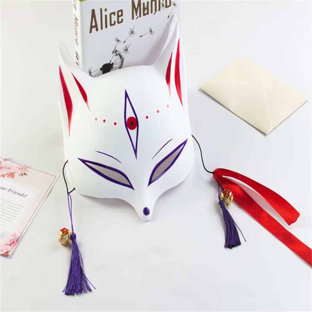 Masque demi-visage Bell Fashion, masque de renard anime peint à la main pour Halloween, fêtes costumées et bals masqués