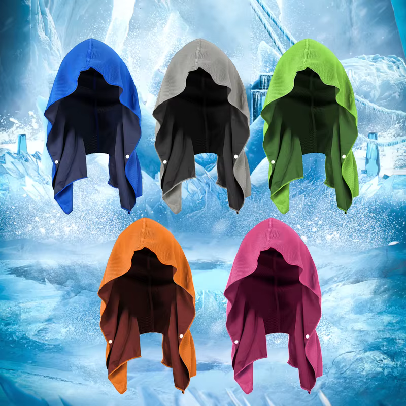 Serviette à capuche rafraîchissante - Serviette à capuche, technologie de refroidissement par évaporation, refroidit instantanément lorsqu'il est humide, idéale pour le sport, le fitness, la salle de