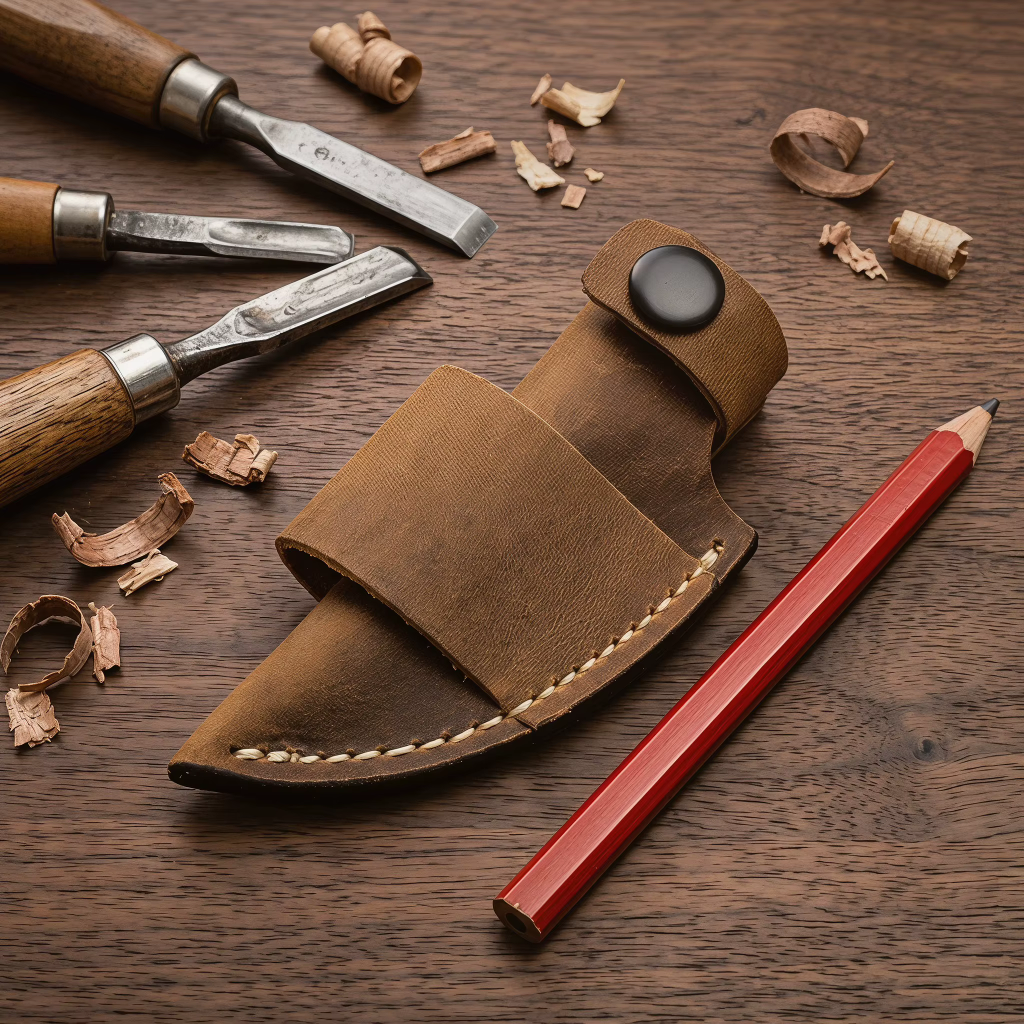 Étui en cuir pleine fleur de haute qualité, fabriqué à la main, outil durable pour les amateurs de plein air à porter au quotidien