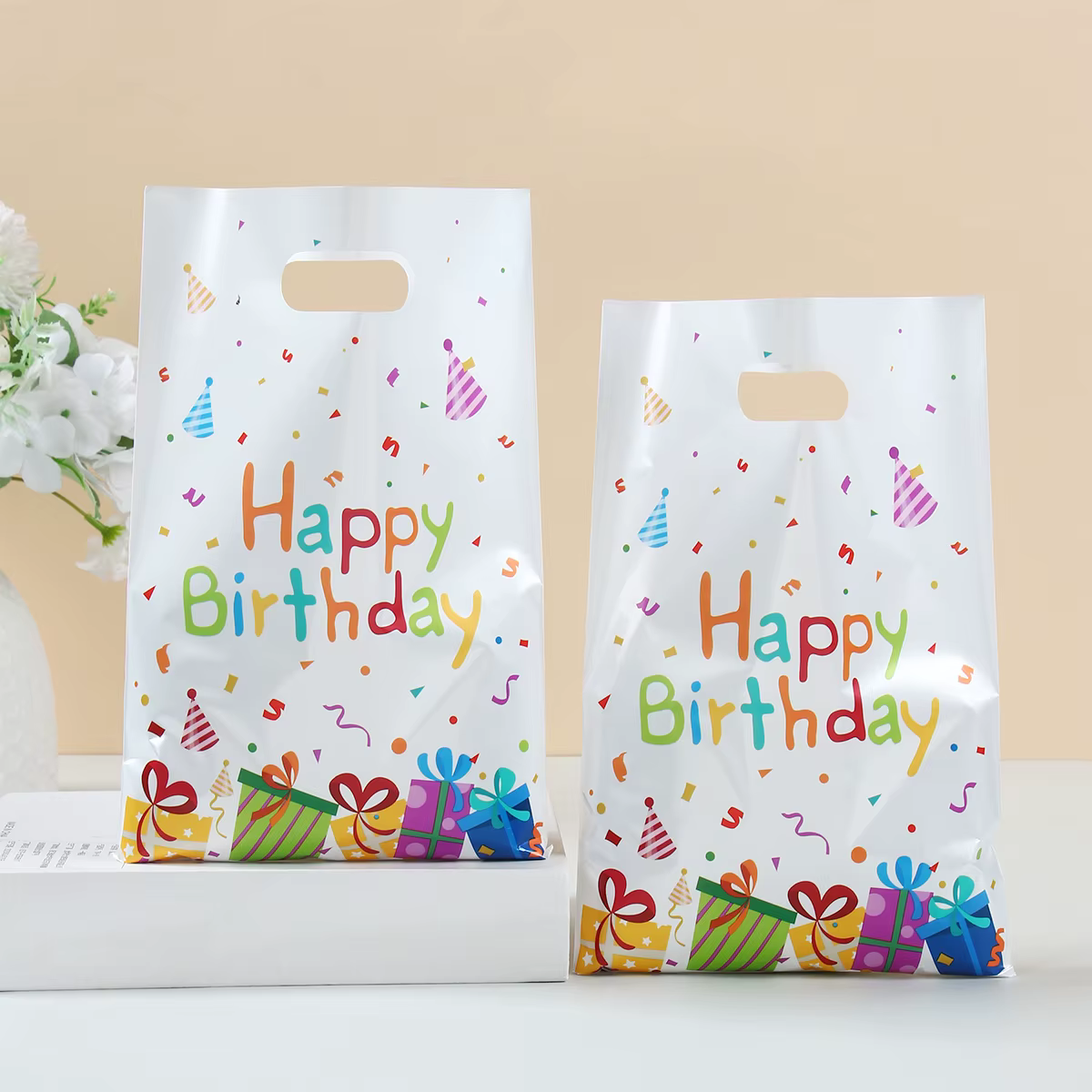 Boîte cadeau colorée joyeux anniversaire, 10/25/50 pièces, sacs à main, bonbons, biscuits, cadeaux pour enfants, décorations de fête d'anniversaire, fournitures de fête