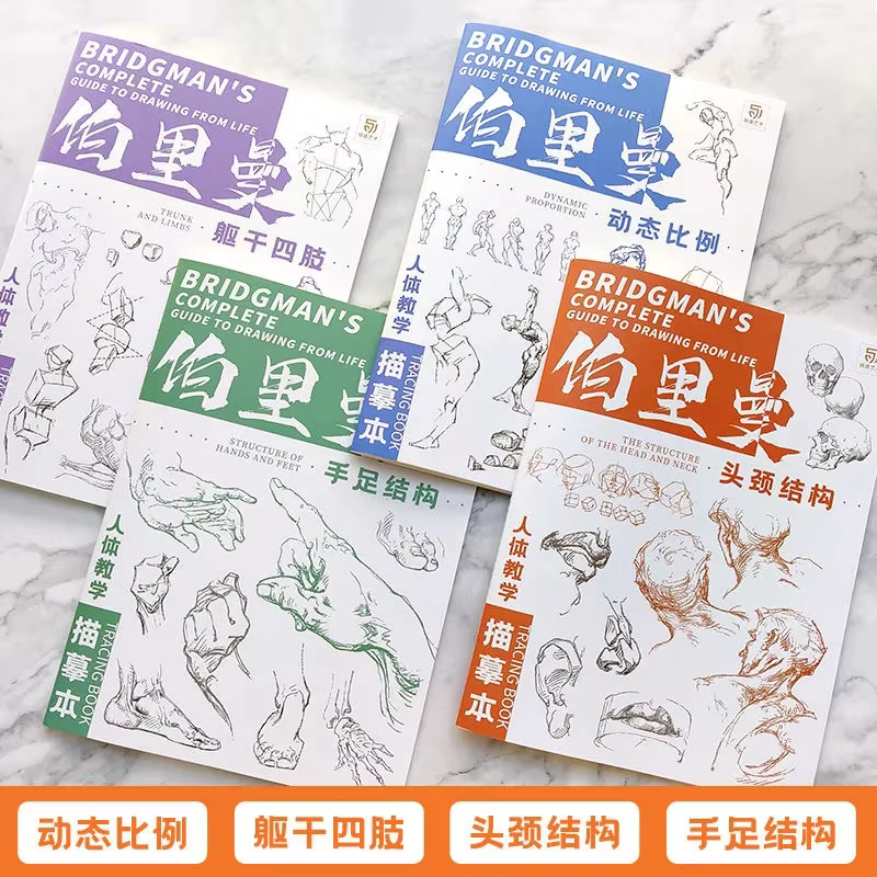 Guide complet de Bridgman pour dessiner de la vie, croquis de traçage, tutoriel peint à la main, livre de pratique de copie, livres de pratique de brouillon