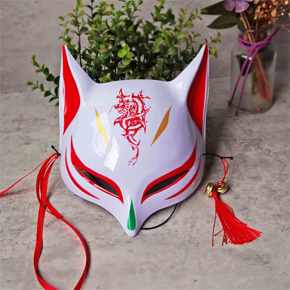 Masque demi-visage Bell Fashion, masque de renard anime peint à la main pour Halloween, fêtes costumées et bals masqués