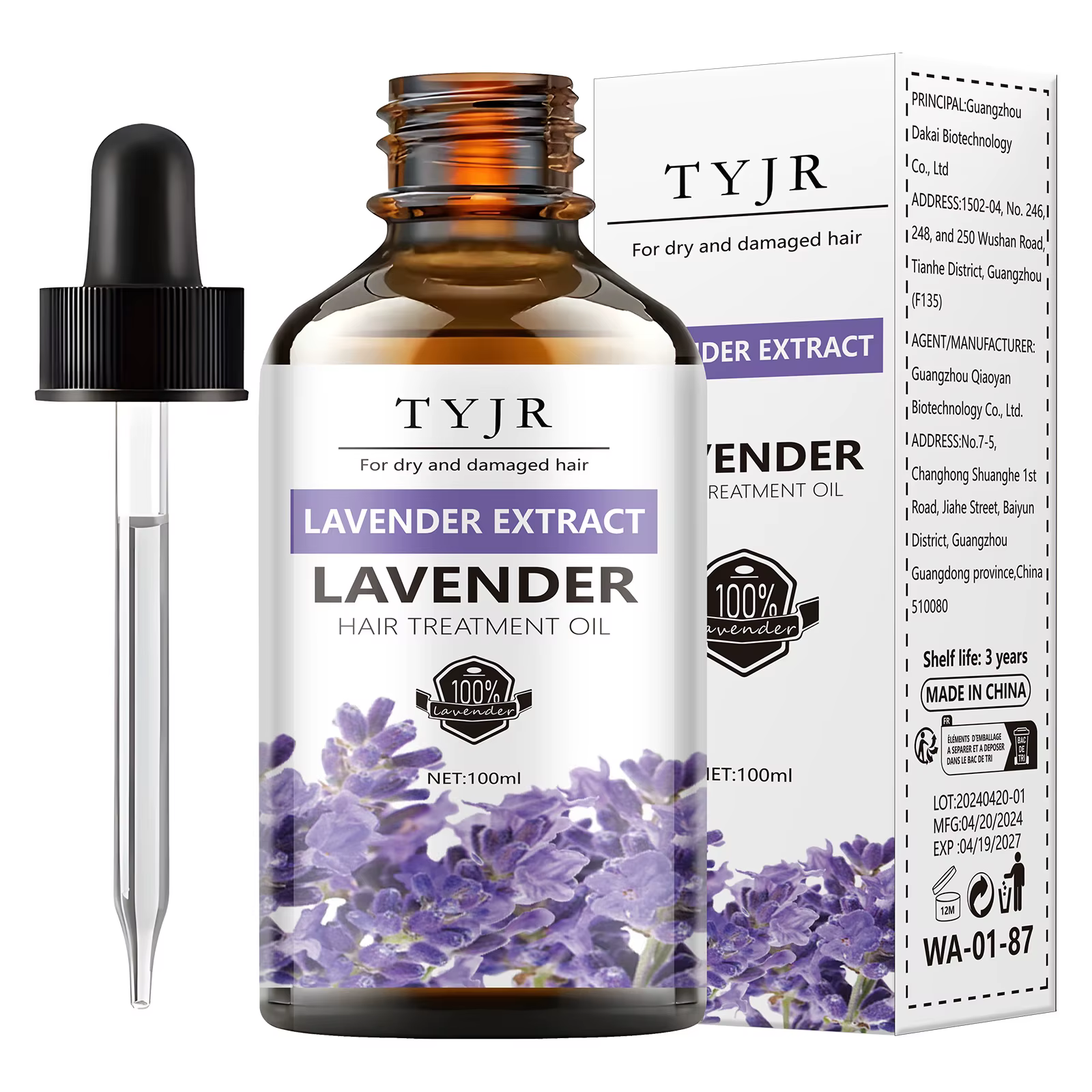 Huile essentielle de lavande pour soins de la peau