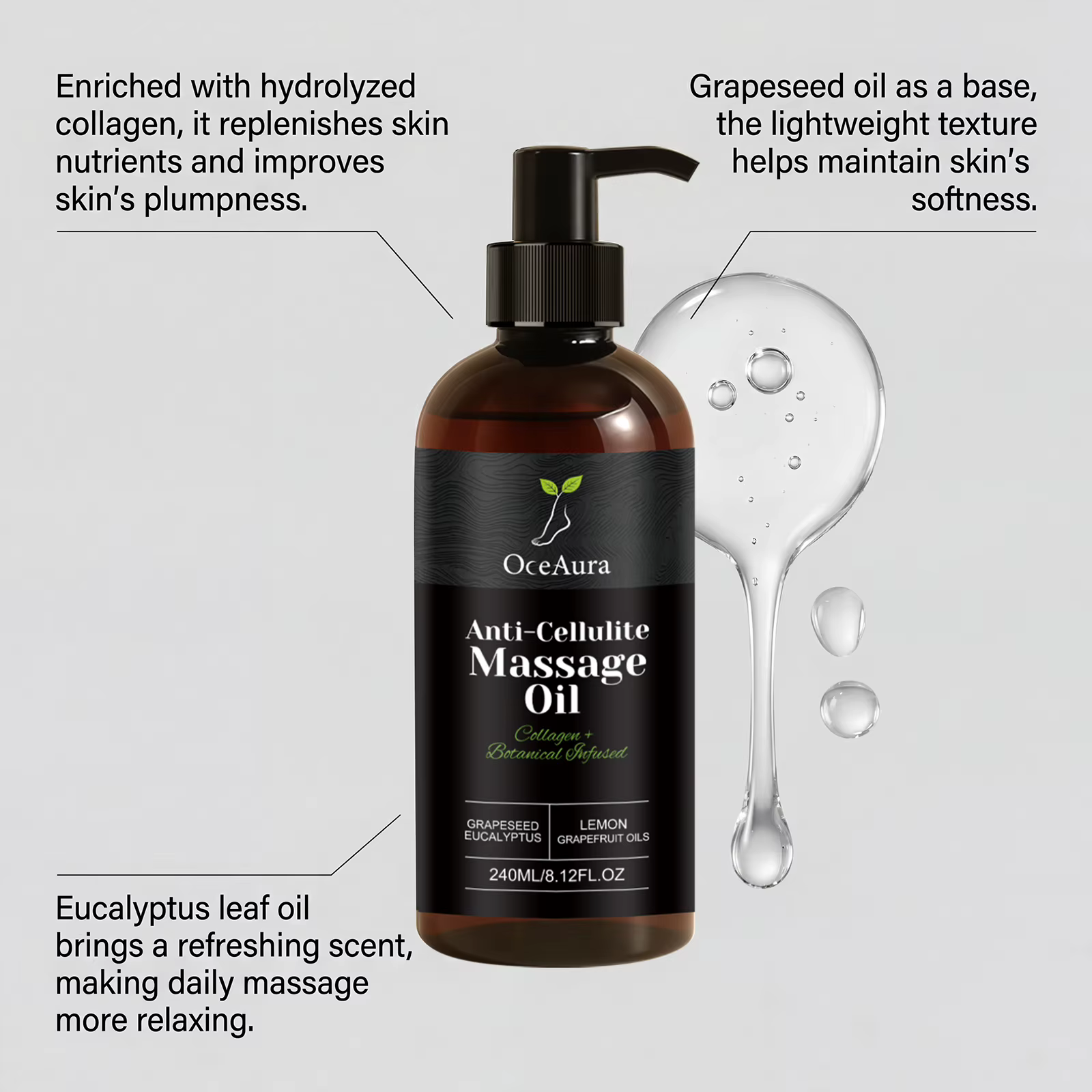 Huile de massage anti-cellulite 240 ml