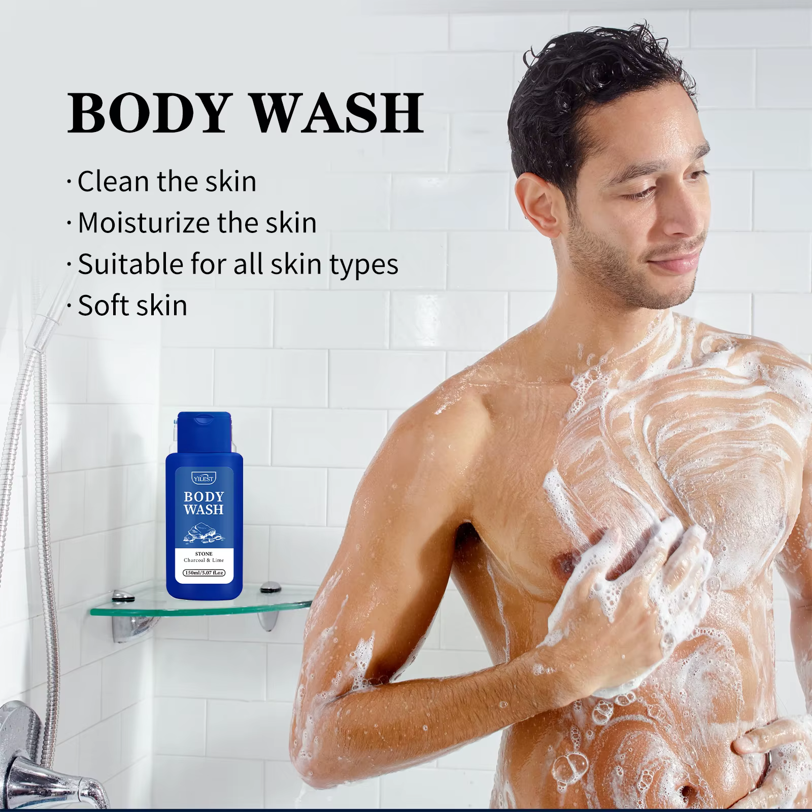 YILEST Lavage corporel au charbon de bois et au citron Nettoyage en profondeur