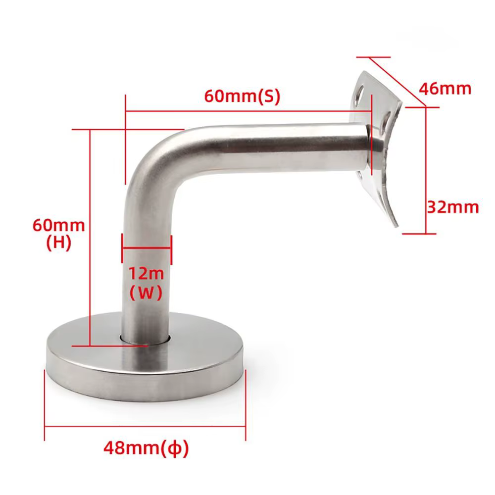 Support mural pour main courante en acier inoxydable, 60x60mm, support de main courante, garde-corps d'escalier, accessoires de décoration pour la maison, 1 pièce