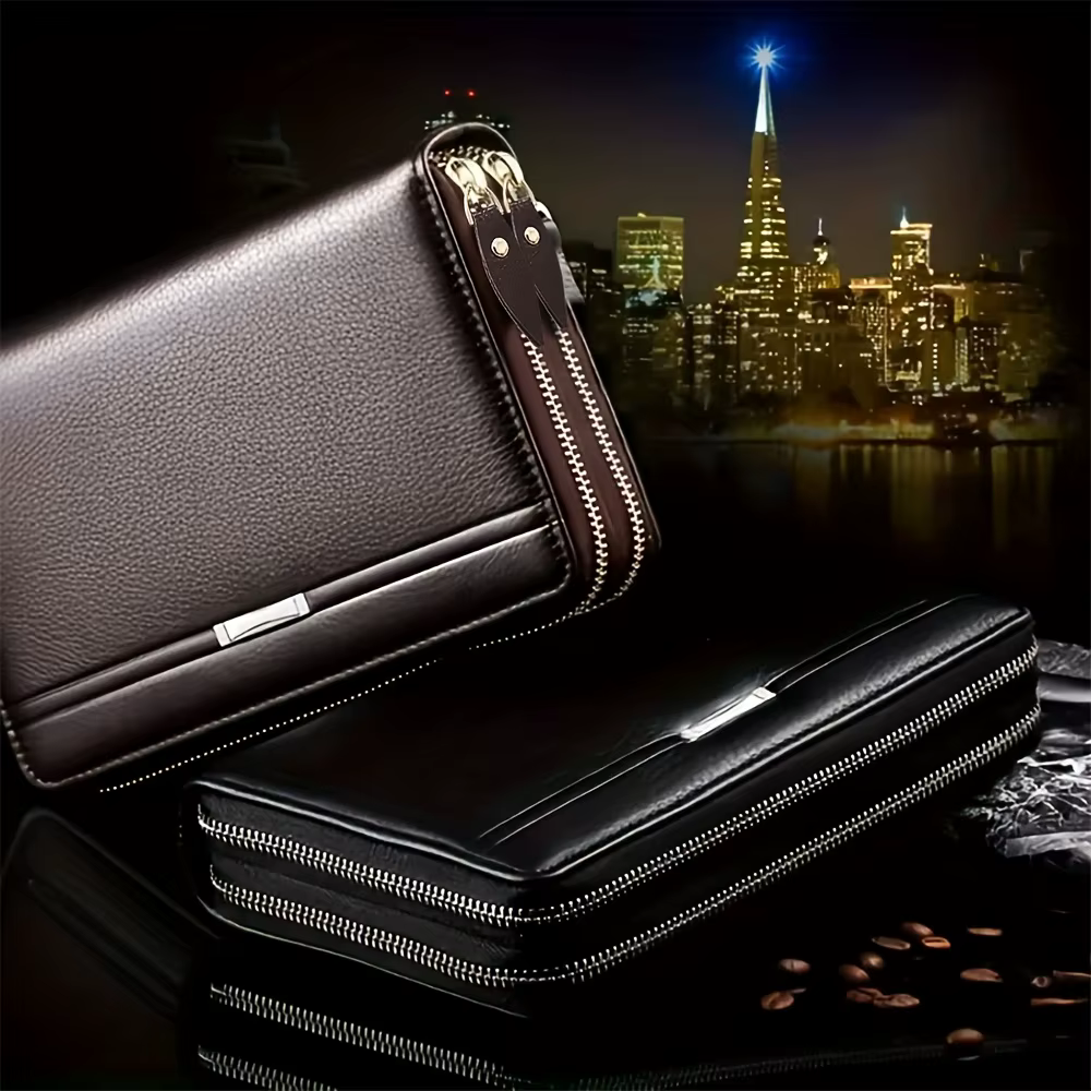 Portefeuille Long en cuir pour hommes, pochette, grand sac à main d'affaires, porte-carte de téléphone, étui cadeau pour hommes, père, fils, mari, petit ami
