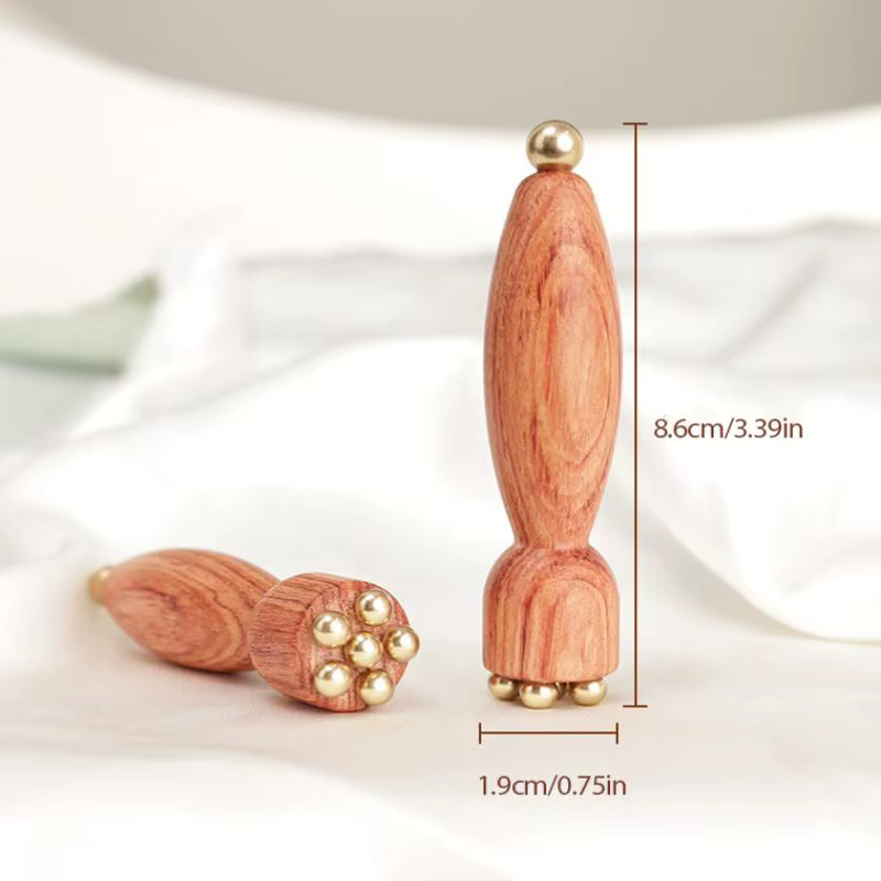 Outil professionnel Gua Sha pour le visage en laiton et palissandre
