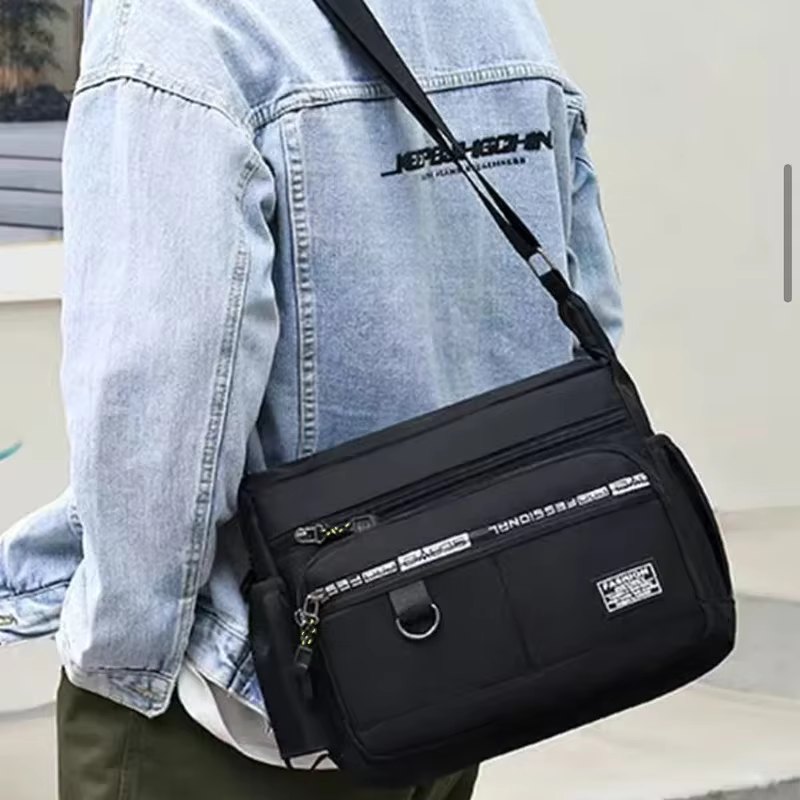 Sac à bandoulière d'affaires pour hommes avec poches multicouches, bandoulière réglable pour le travail et les voyages