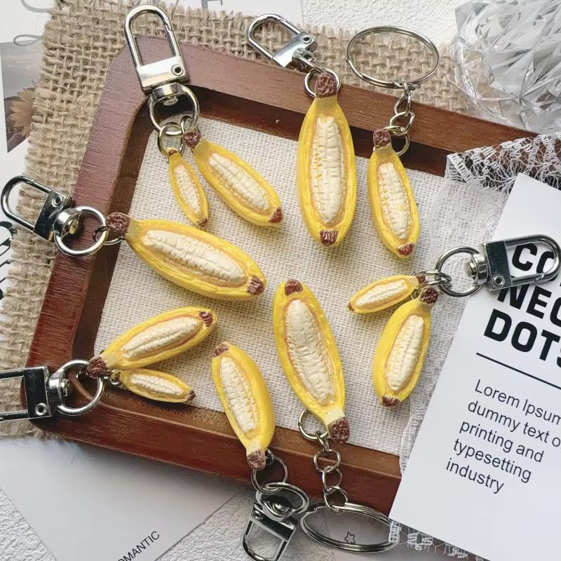 Porte-clés en résine avec motif banane pour la relaxation et la guérison de l'anxiété, fait main pour une vie sans stress