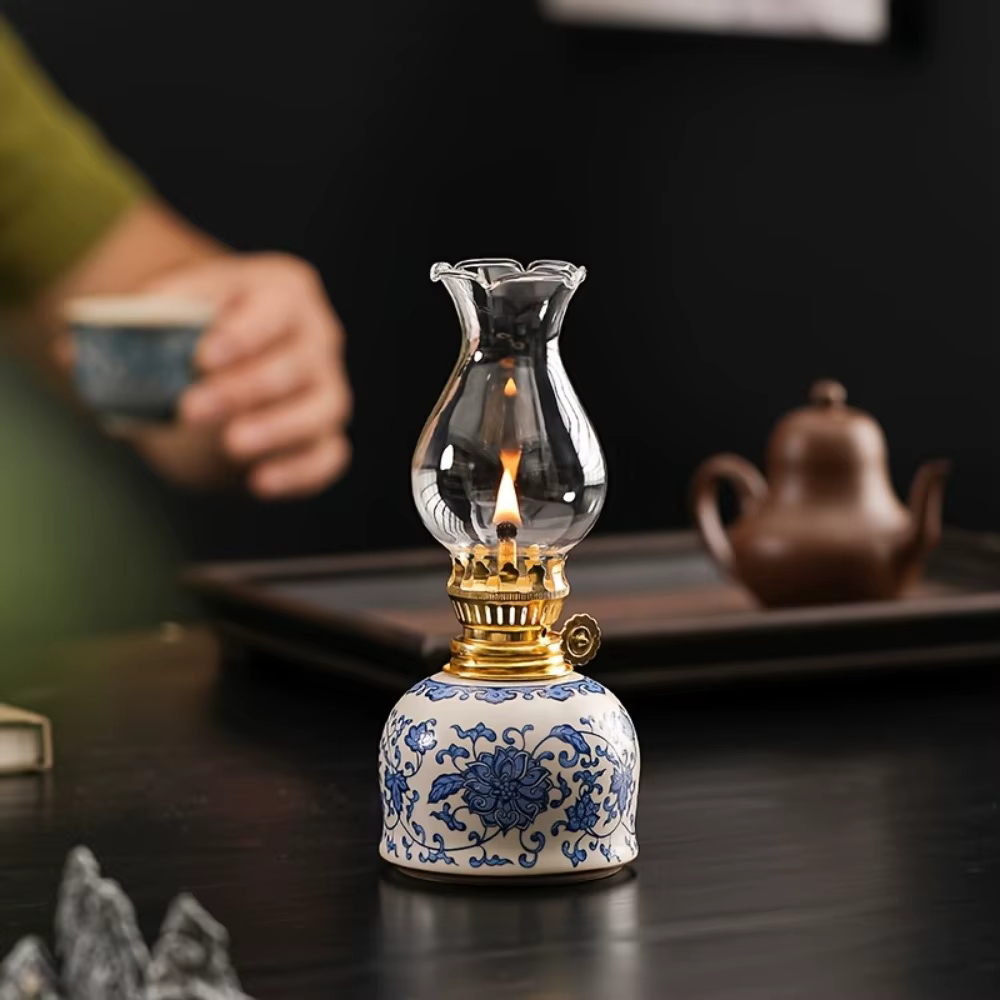 Lampe à huile vintage en céramique
