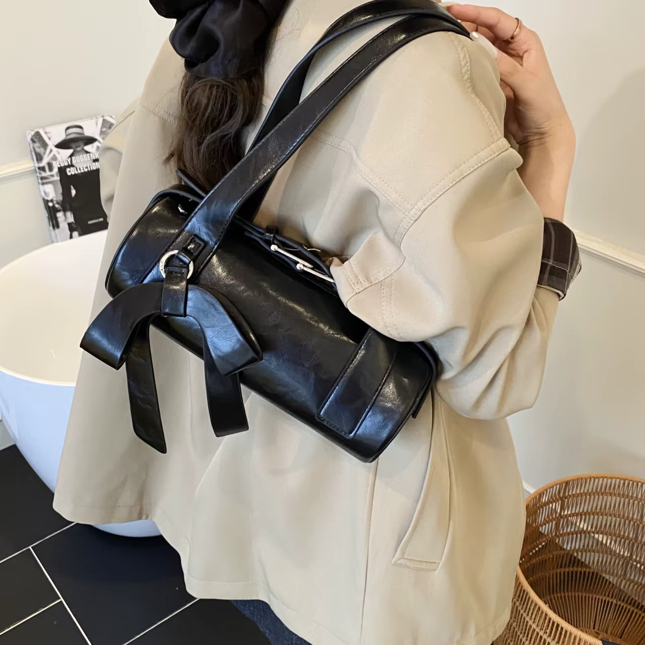 Boucle de ceinture Design sac à bandoulière accessoire arc sac à main rétro en cuir Pu femme sac Style coréen Y2K sous les bras sac à main pochette