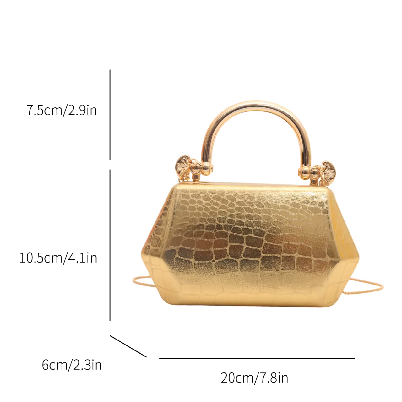 Sacs à main pour femmes 2026 – Pochettes tendance dorées géométriques mini-boîte – Sac de soirée bandoulière