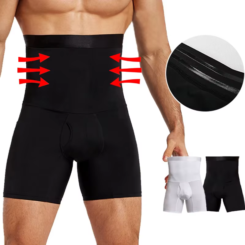 Hommes ventre contrôle Shorts corps Shaper Compression taille haute formateur