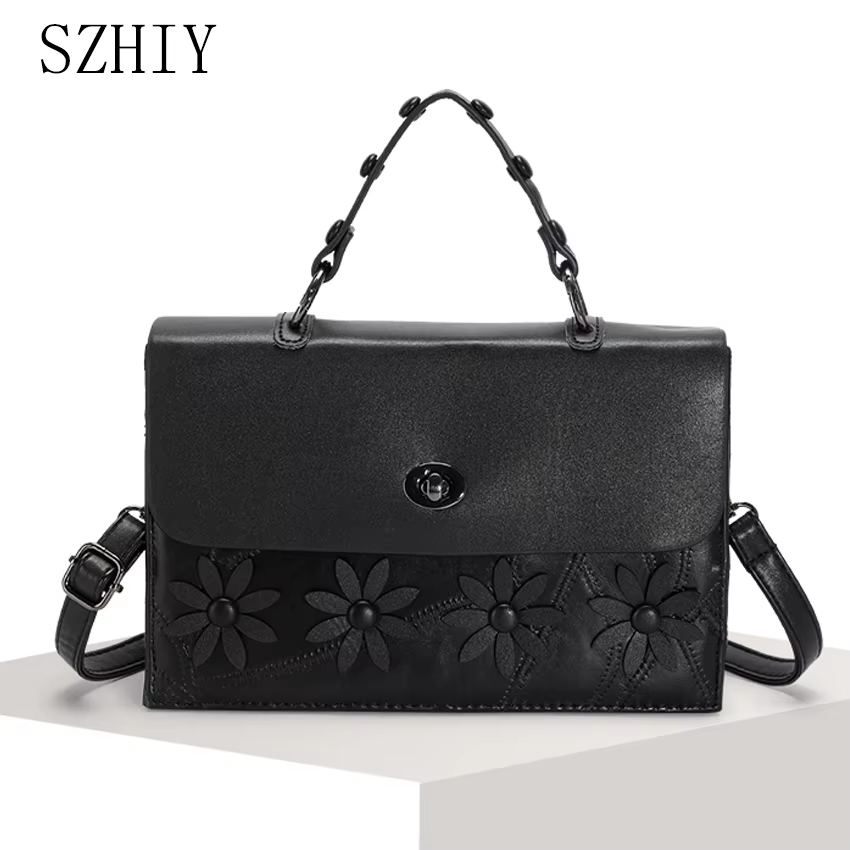Sac à main en cuir souple pour femme, sac à bandoulière, pochette pour téléphone portable, petit sac à main, style punk, luxe, designer lancé, QueRivet, filles