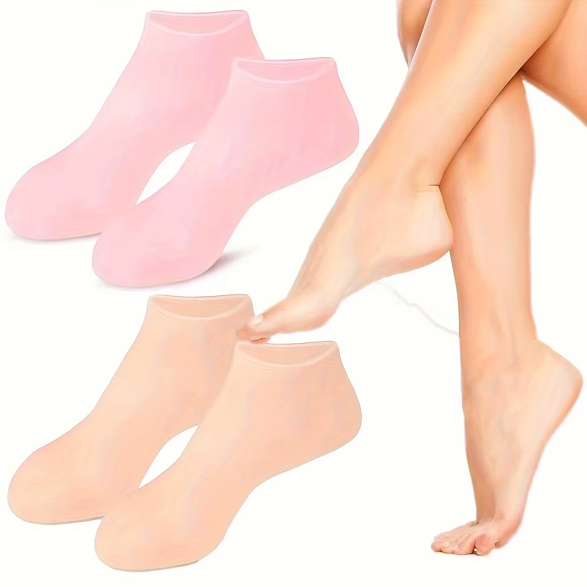 Lot de 2 chaussettes hydratantes en Gel de Silicone pour pieds secs et craquelés