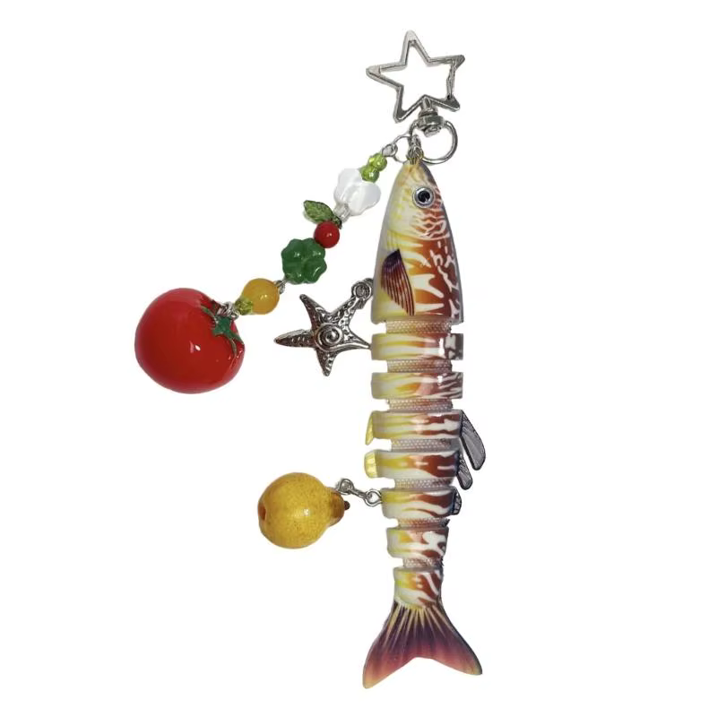 Porte-clés en poisson artificiel 39BB, fabriqué à main, cadeau Unique pour les pêcheurs les enfants