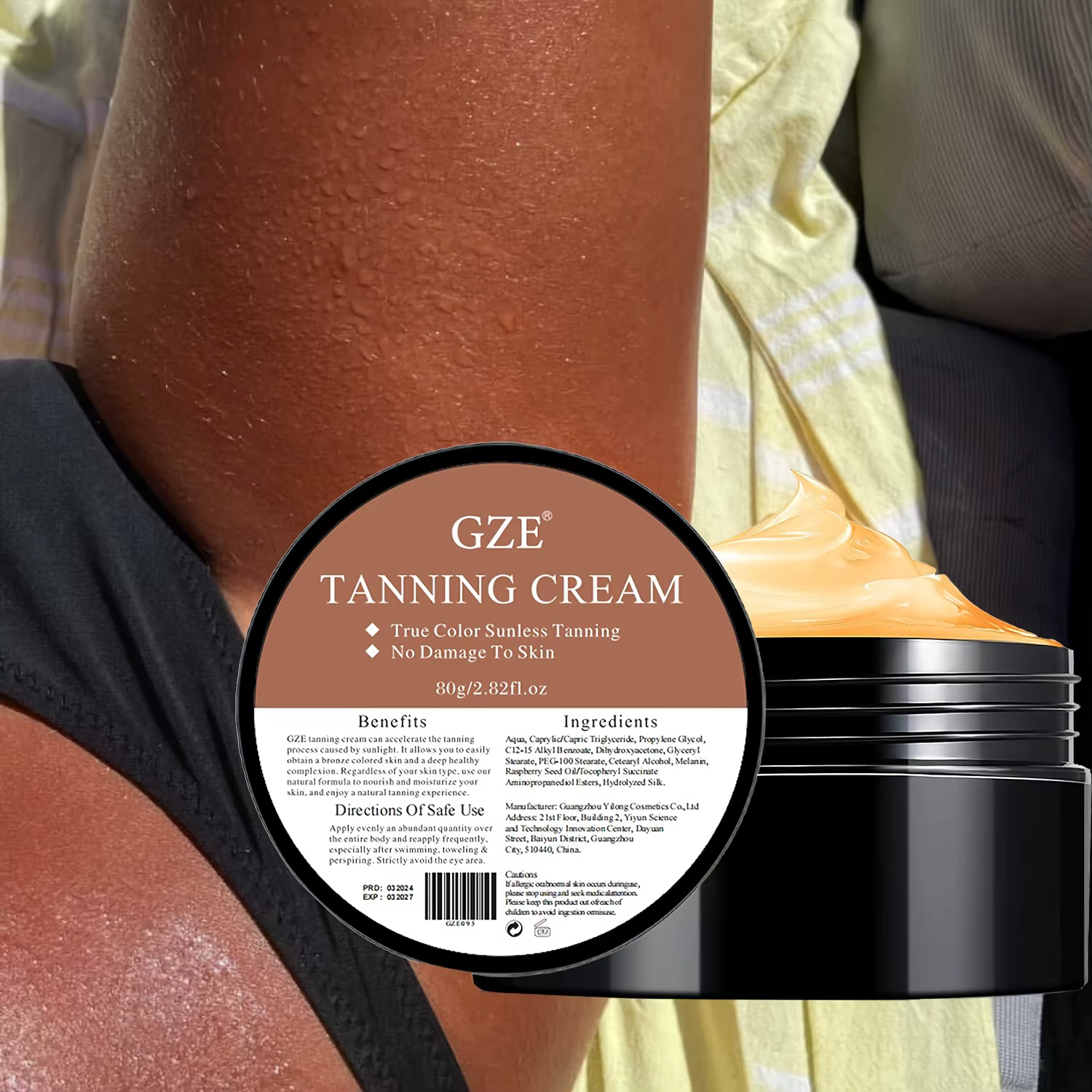 GZE été peau auto-bronzage crème sans soleil auto-bronzant pour visage corps pour lueur naturelle