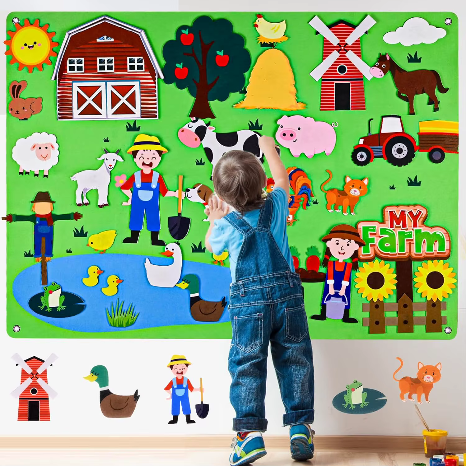 Animaux de ferme feutre histoire occupé conseil 4 en 1 thème conte de fées ferme mer Zoo véhicule apprentissage précoce interactif tenture murale cadeaux