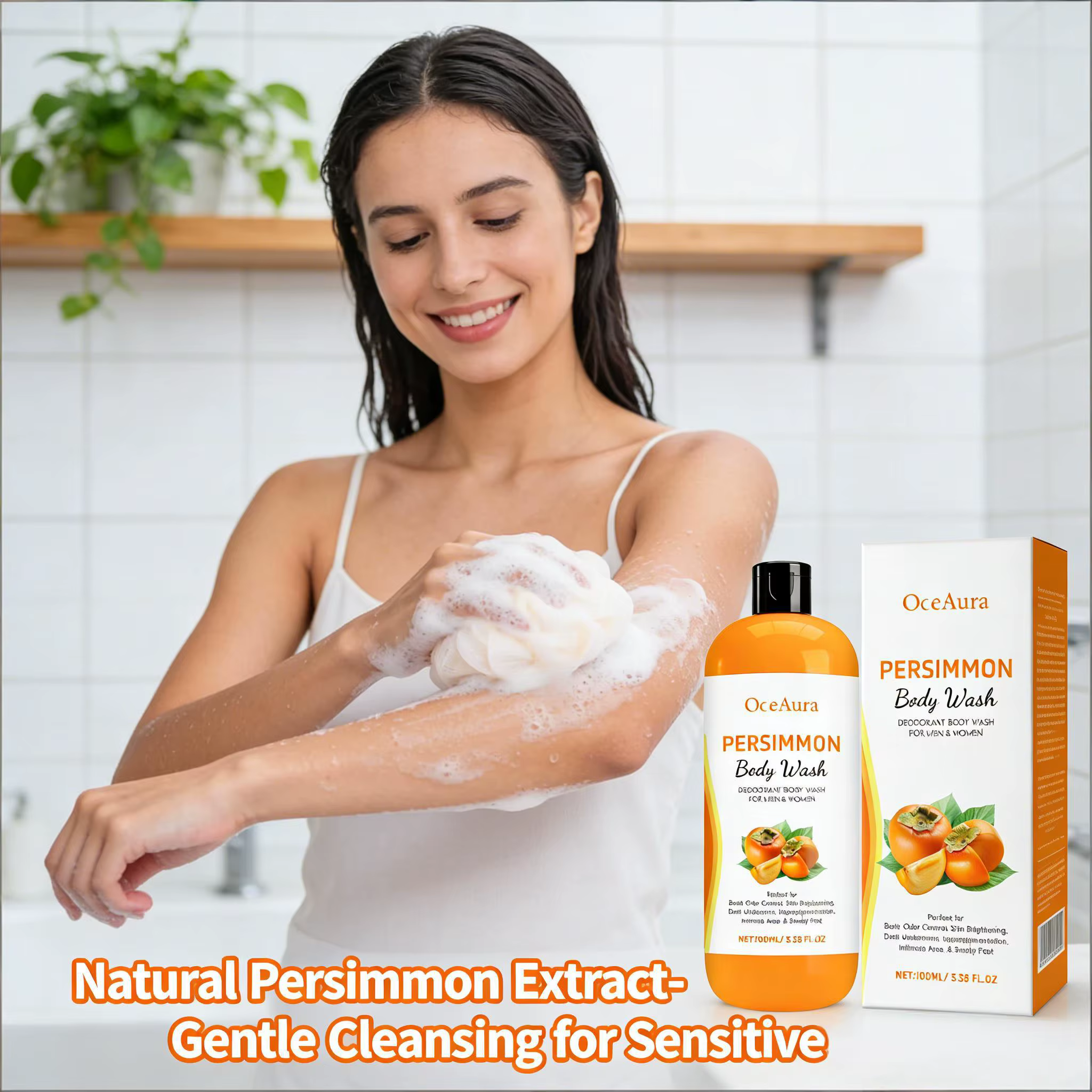 Gel douche au kaki, nettoyage doux