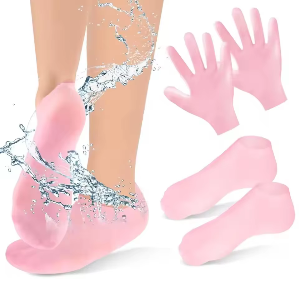 1 Paire de Gants et Chaussettes Hydratants en Silicone Anti-Fissures