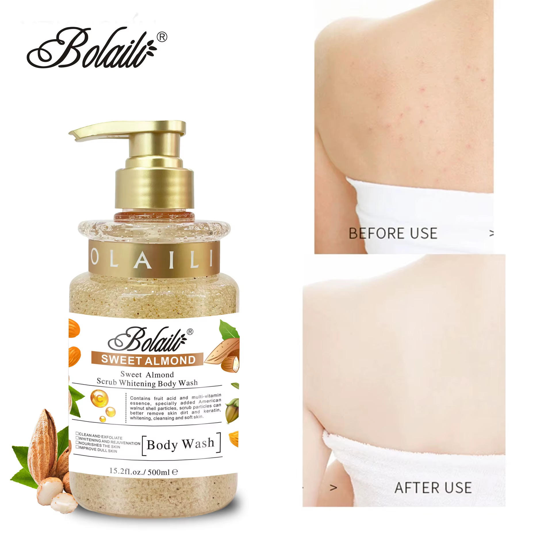 Gel Douche Exfoliant et Hydratant à l'Amande Douce
