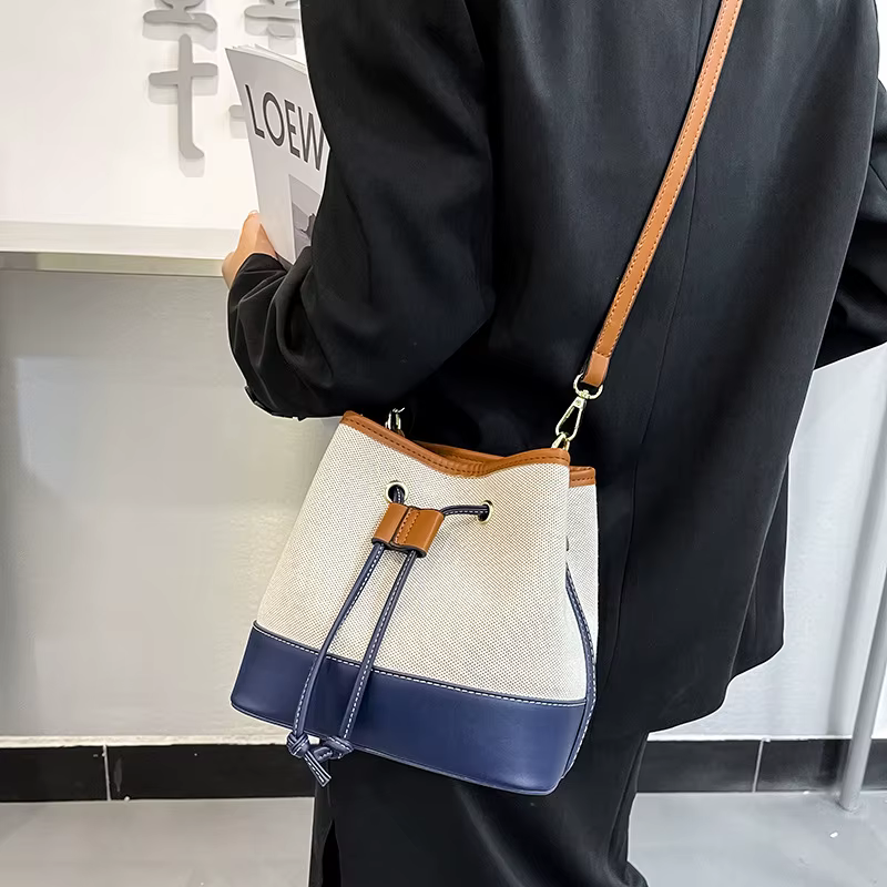 Sac seau en toile pour femmes, sacs à main de luxe de styliste, sac à bandoulière en PU, fourre-tout à la mode pour les déplacements quotidiens