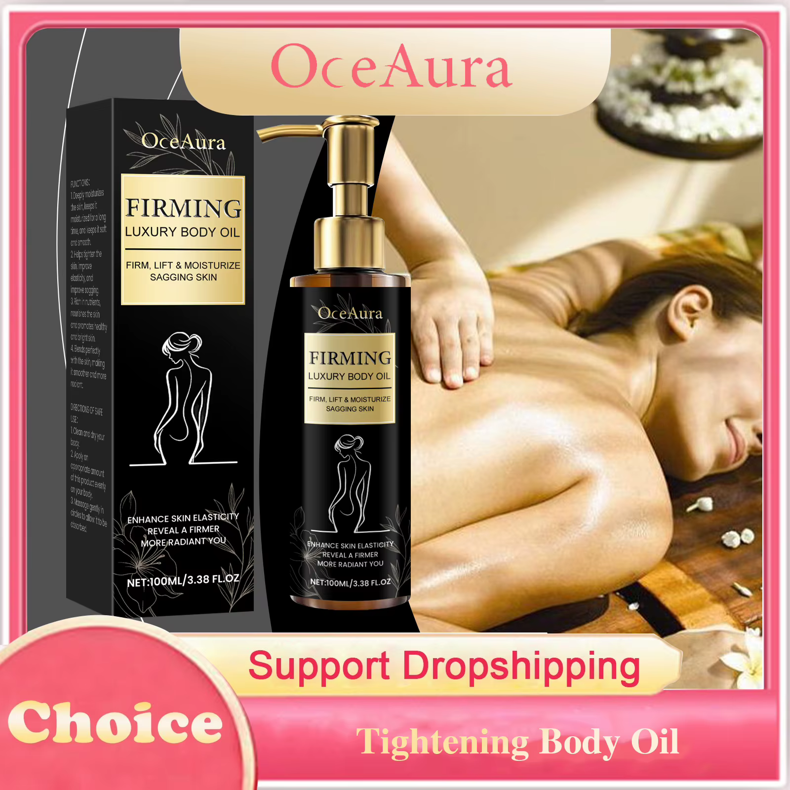 Huile corporelle raffermissante hydratante Anti-Cellulite améliore l'affaissement raffermissant façonnant minceur