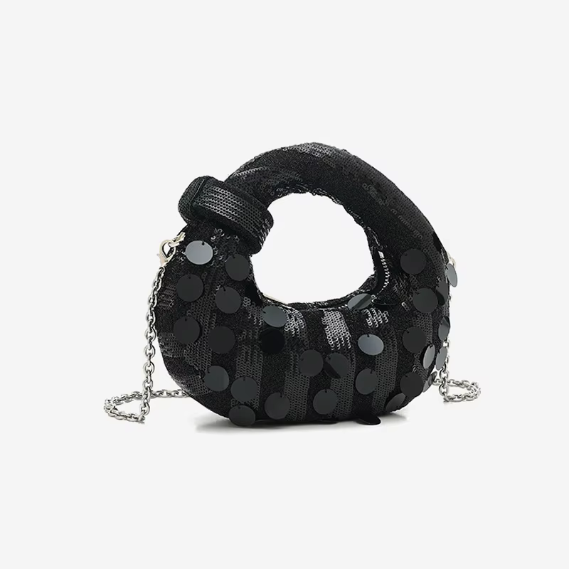 Demi-lune soirée pochette sacs de fête pour les femmes de luxe concepteur Denim gland strass sac à main paillettes brillantes chaîne épaule sac à main