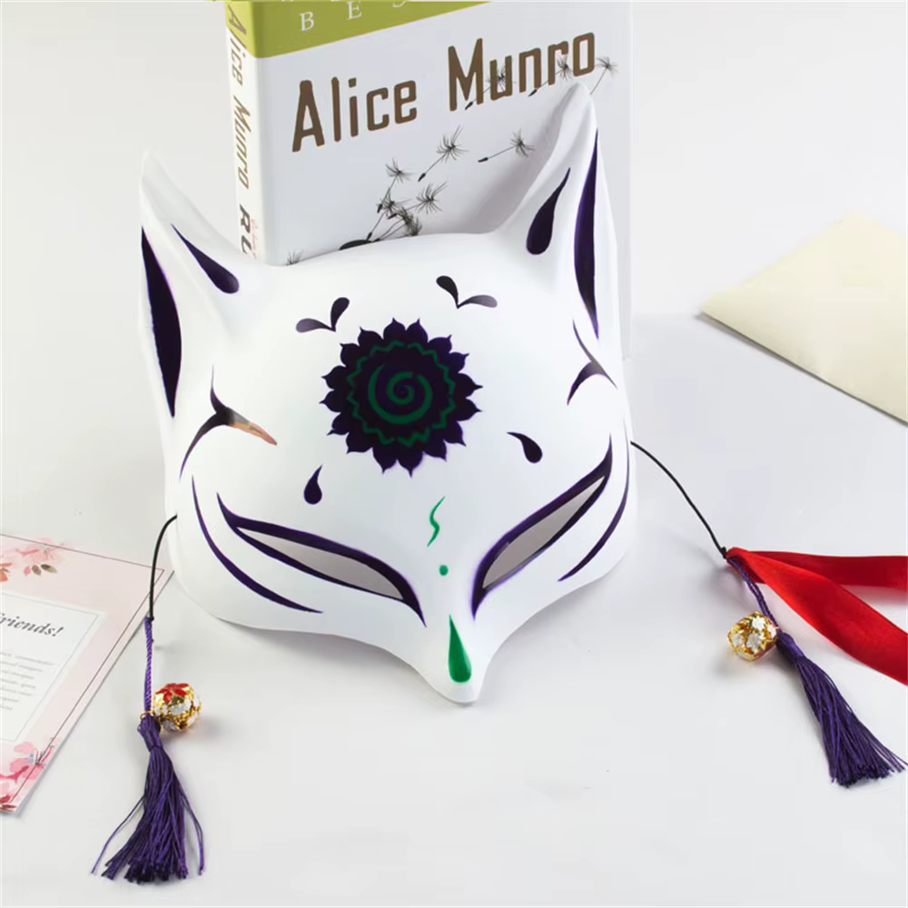 Masque demi-visage Bell Fashion, masque de renard anime peint à la main pour Halloween, fêtes costumées et bals masqués