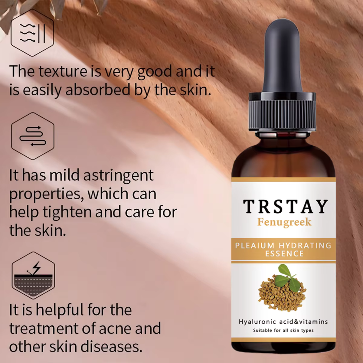 TRSTAY huile essentielle enrichissante de hanche fenogreque 100% pure et naturelle